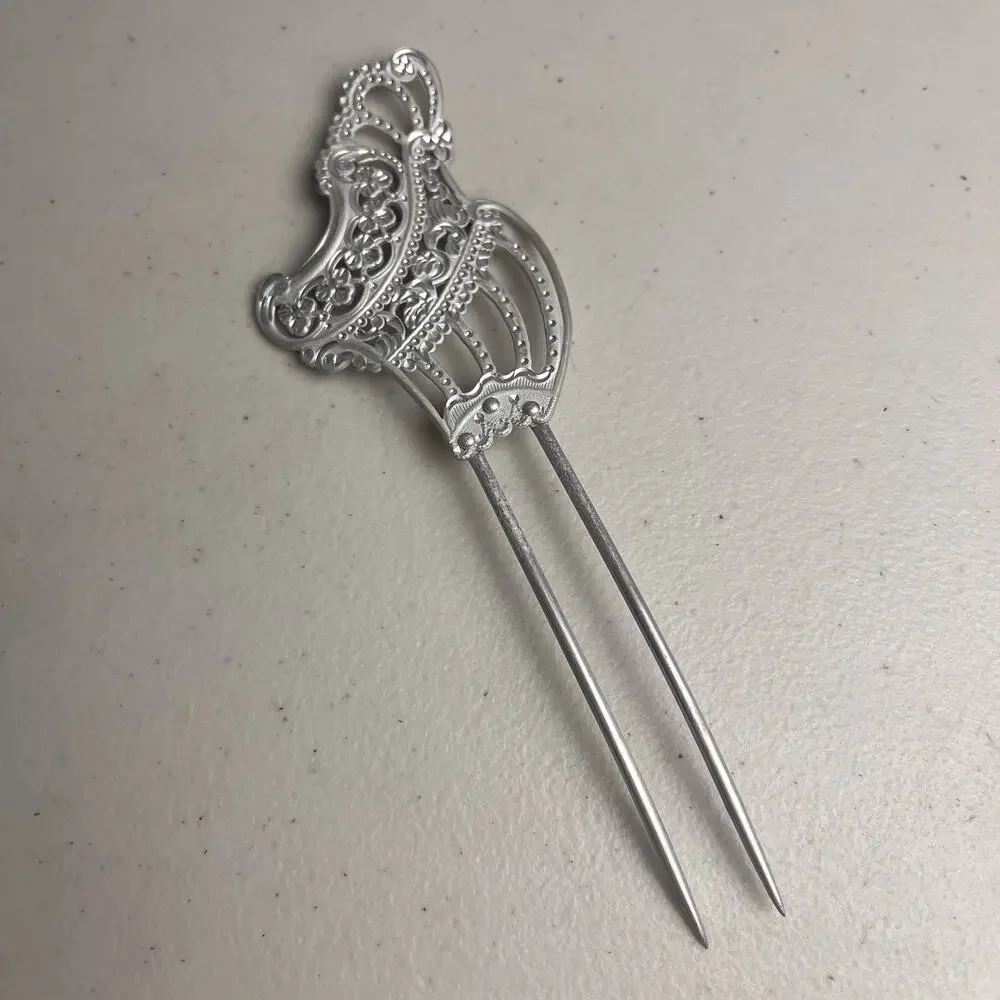 Hair Pin Stick Lot Victorian Style Filigree Ball Flower Mother Of Pearl 6 Pieces